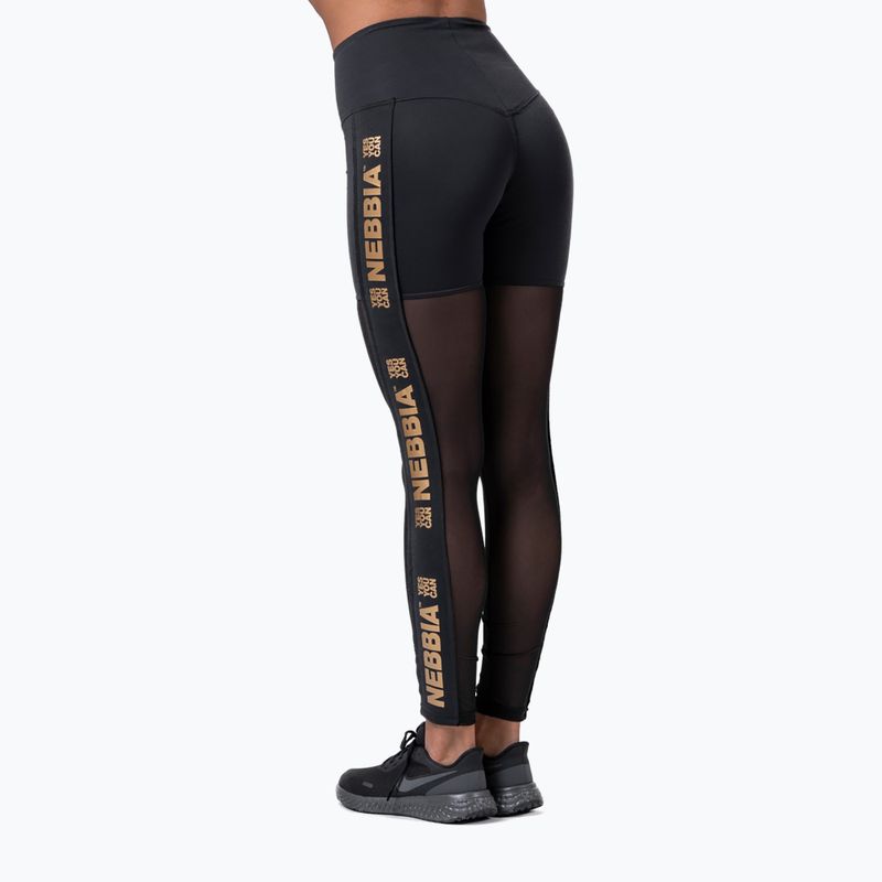 Leggings da allenamento da donna NEBBIA Gold Mesh nero 2