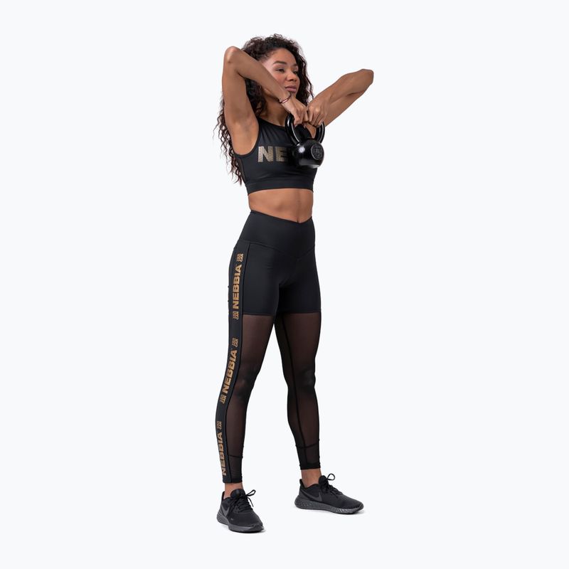 Leggings da allenamento da donna NEBBIA Gold Mesh nero 3
