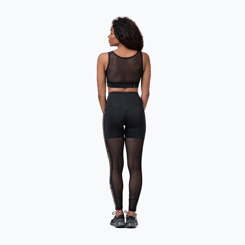 Leggings da allenamento da donna NEBBIA Gold Mesh nero 4
