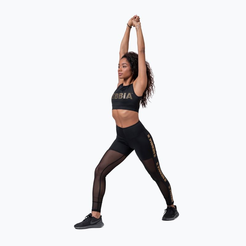Leggings da allenamento da donna NEBBIA Gold Mesh nero 6