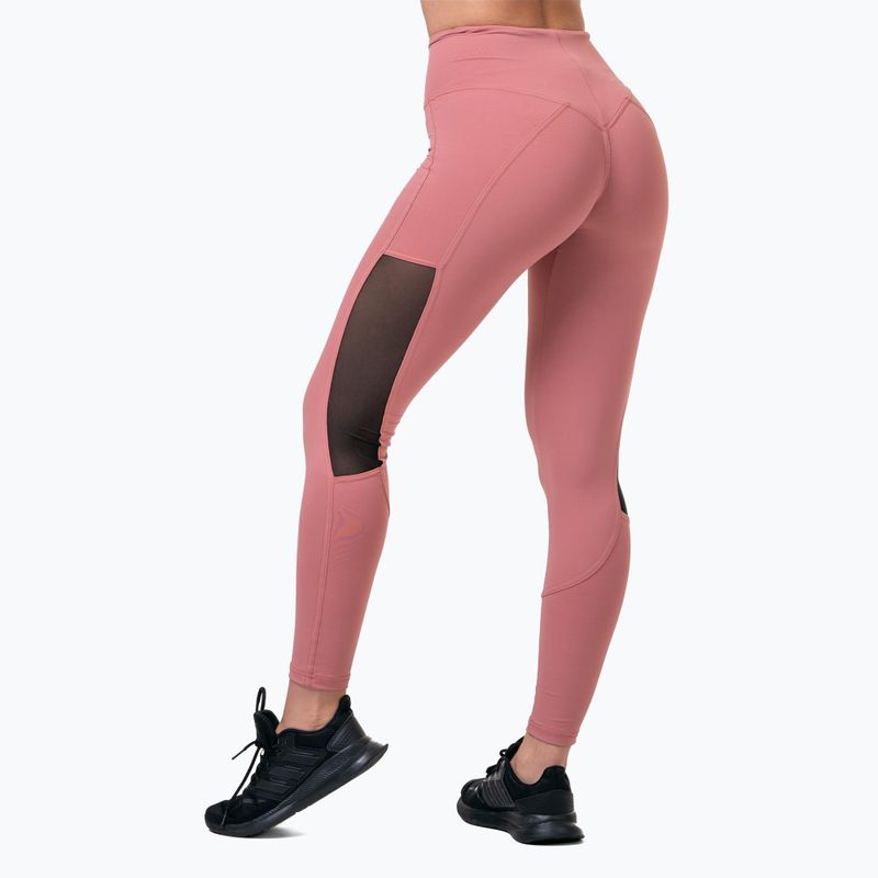 Leggings da allenamento da donna NEBBIA Mesh a vita alta rosa antico 2