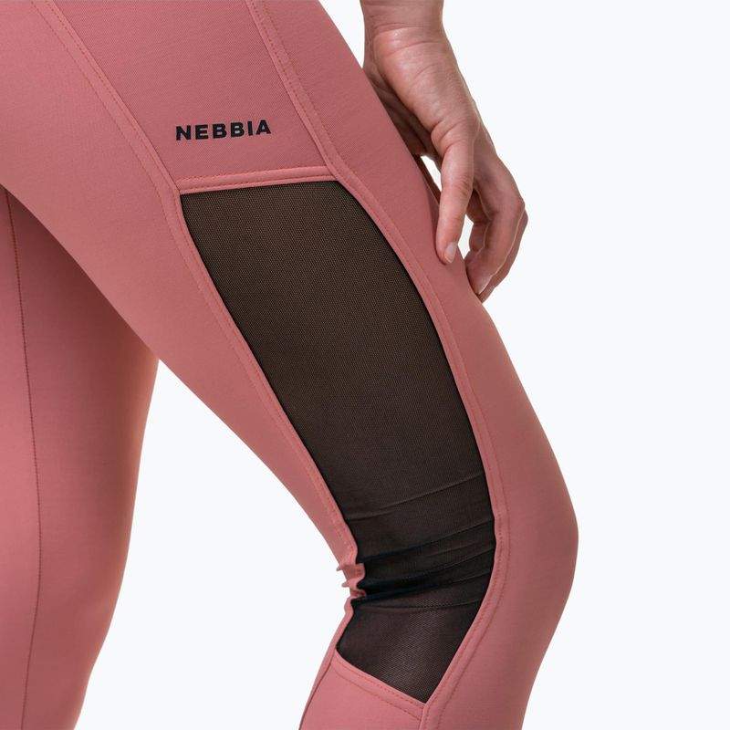 Leggings da allenamento da donna NEBBIA Mesh a vita alta rosa antico 3