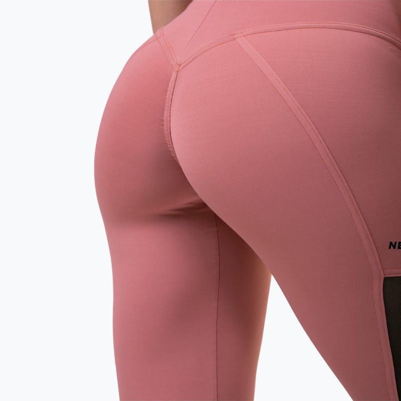 Leggings da allenamento da donna NEBBIA Mesh a vita alta rosa antico 4
