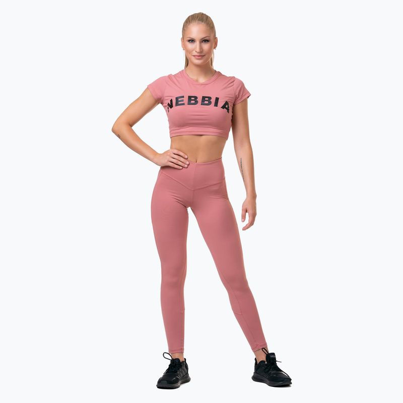Leggings da allenamento da donna NEBBIA Mesh a vita alta rosa antico 5