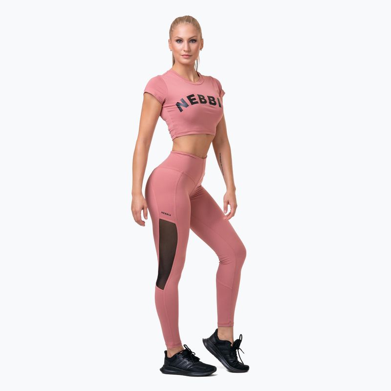 Leggings da allenamento da donna NEBBIA Mesh a vita alta rosa antico 6