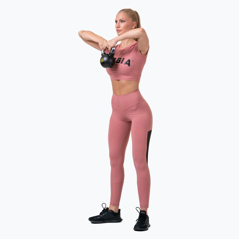 Leggings da allenamento da donna NEBBIA Mesh a vita alta rosa antico 8