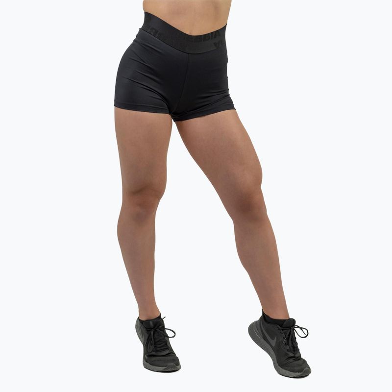 Pantaloncini da allenamento donna NEBBIA Intense Leg Day a vita alta nero