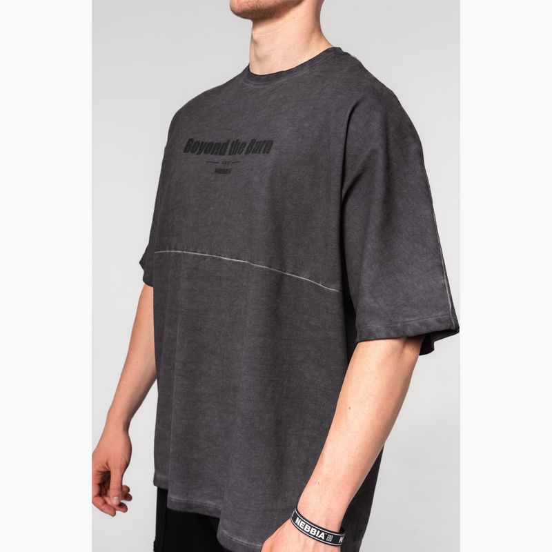 NEBBIA Washed-Off Heavyweight Camicia da allenamento da uomo No Shortcuts nero 4
