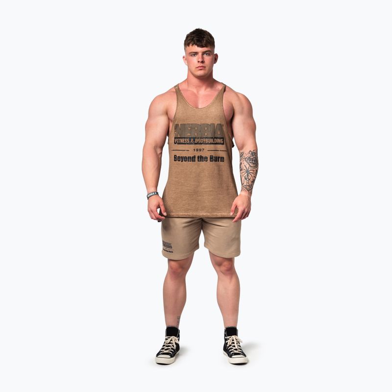 Canotta da allenamento da uomo NEBBIA Washed-Off Stringer Max Out marrone chiaro 2