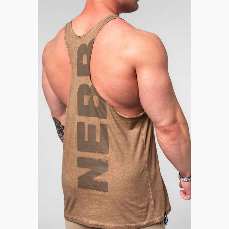 Canotta da allenamento da uomo NEBBIA Washed-Off Stringer Max Out marrone chiaro 5