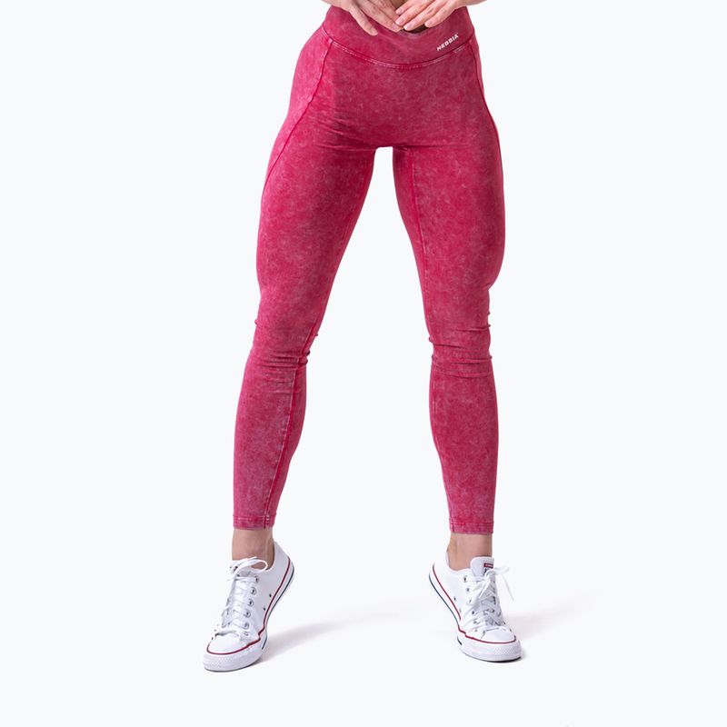 Leggings da allenamento da donna NEBBIA Washed a vita alta Legacy rosso