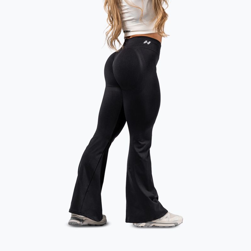 Leggings da allenamento donna NEBBIA Flow Seamless High Waist Sculpting Flared Black 3