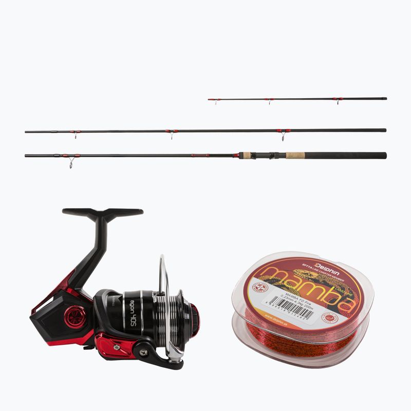 Set di alimentazione Delphin RedFEED Canna + mulinello + lenza