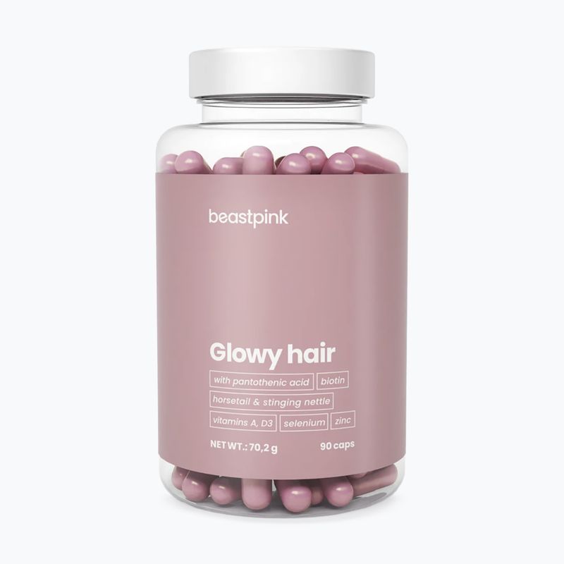 Suplemento GymBeam Glowy Hair - BeastPink 90 capsule
