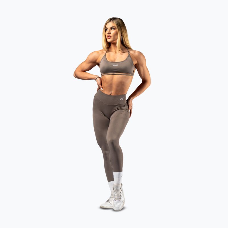 Leggings da allenamento donna NEBBIA Power light brown ash 2