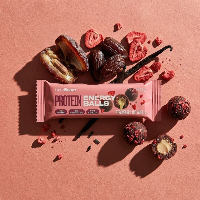 Barretta proteica GymBeam Protein Energy Balls 45 g stawberry vanilla 2