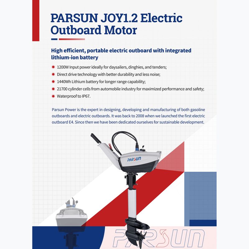 Motore elettrico Parsun Joy 1.2 S with battery white 2