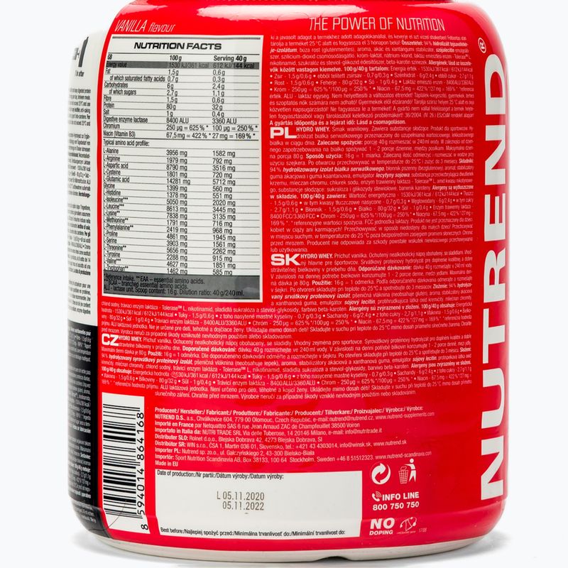 Siero di latte Nutrend Hydro Vanilla 800 g 3
