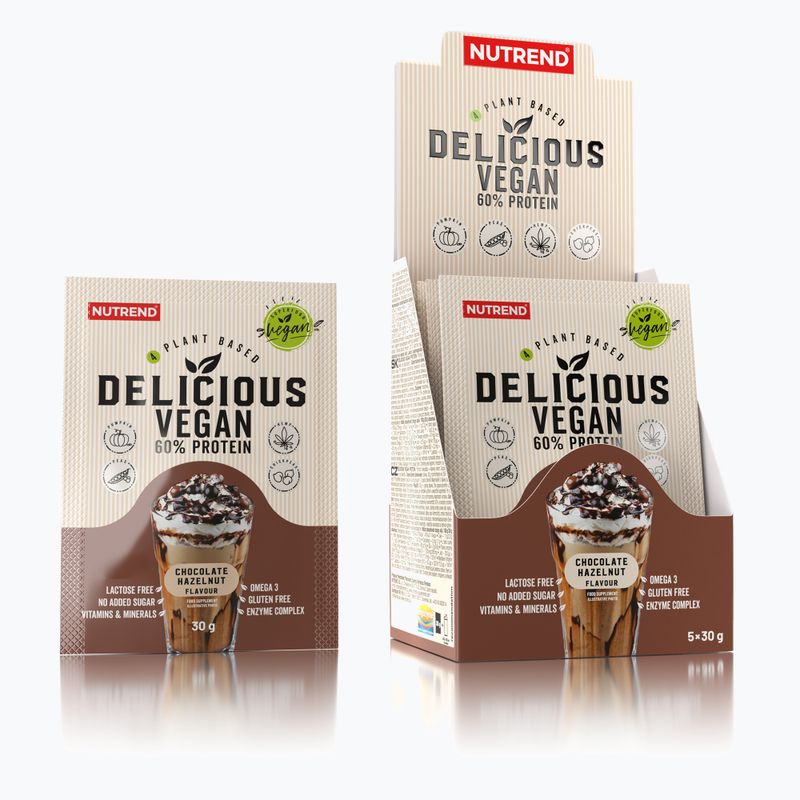 Nutrend Delicious Vegan Protein shake Cioccolato e Nocciola 5 x 30g