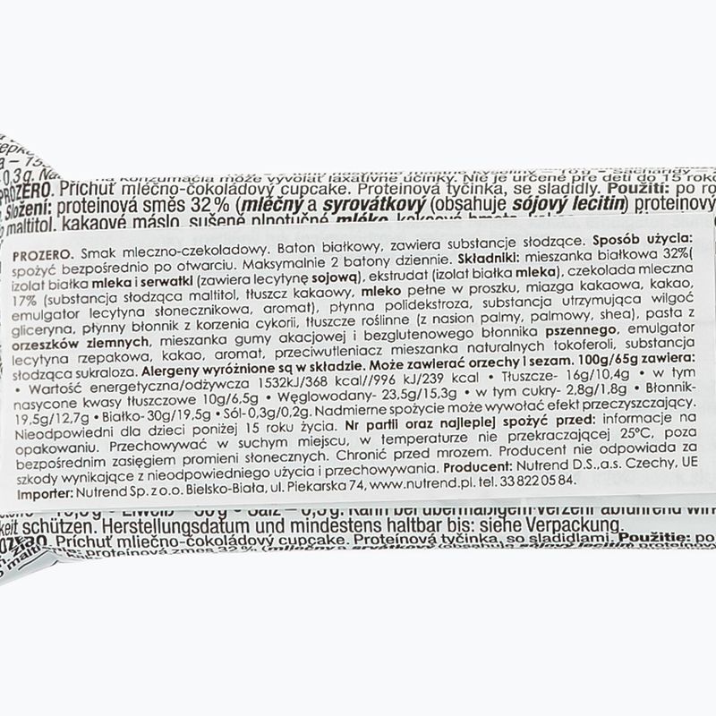 Nutrend Prozero Barretta proteica al latte e cioccolato 65 g 2