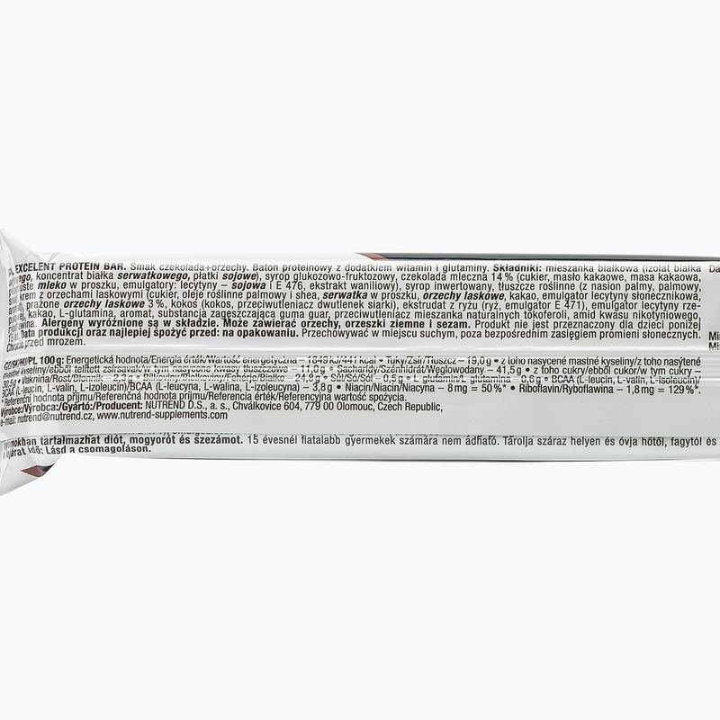 Barretta proteica Nutrend Excelent Cioccolato+Noci 85 g 2