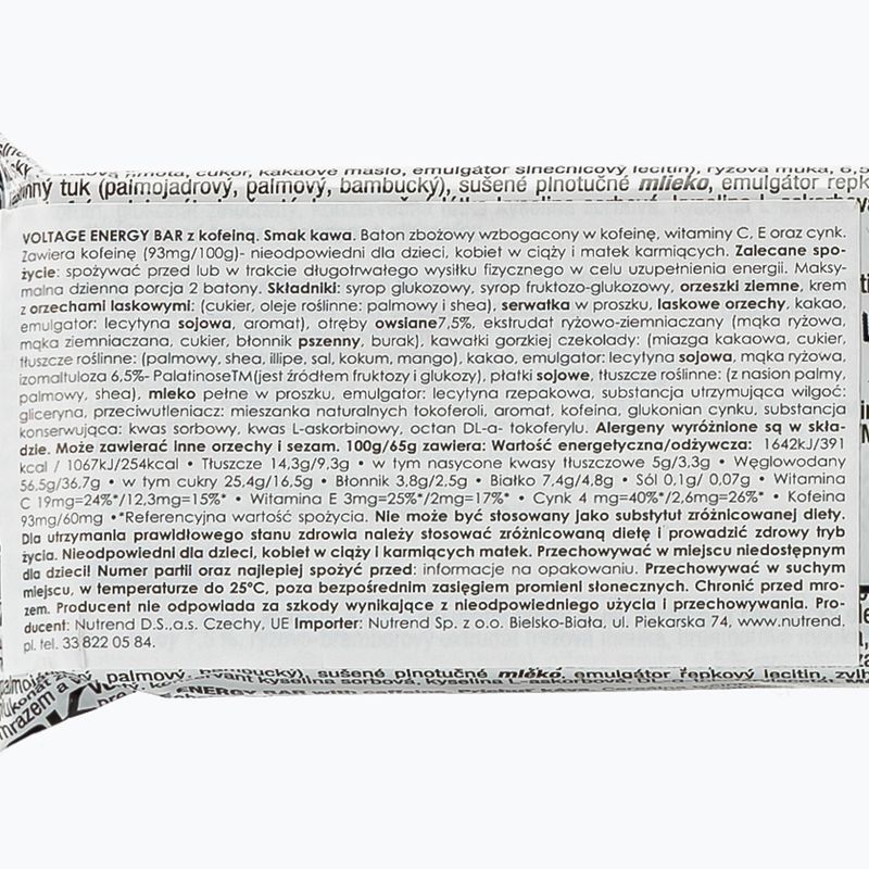 Barretta energetica Nutrend Voltage al caffè con caffeina 65 g 2