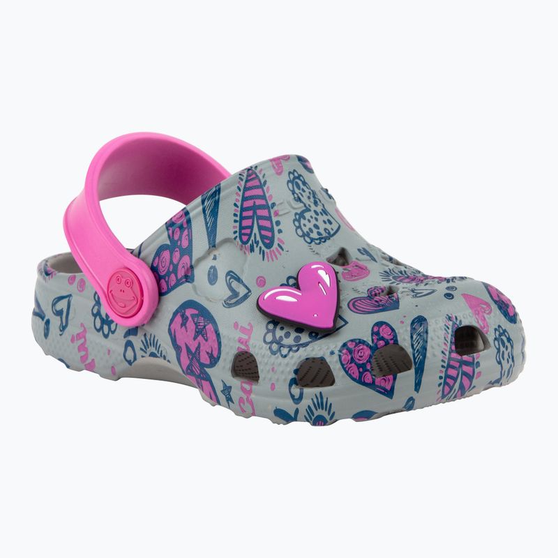 Infradito per bambini Coqui Little Frog mid.grey/fuchsia love/amuleto 8