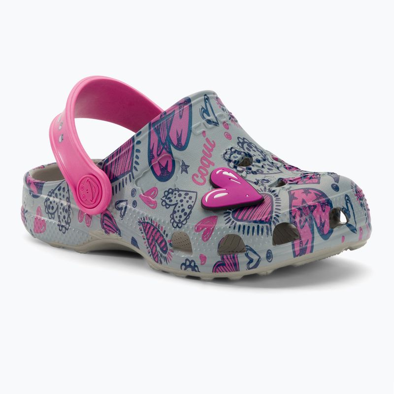 Infradito per bambini Coqui Little Frog mid.grey/fuchsia love/amuleto 2