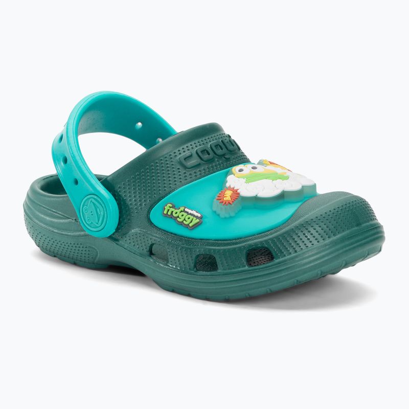 Coqui maxi infradito per bambini verde giungla/turchese hreo flash 2