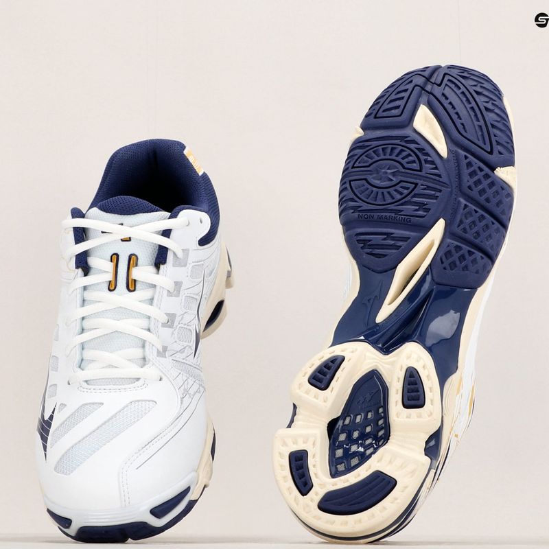 Scarpe da pallavolo da uomo Mizuno Wave Voltage bianco/nastro blu/mp oro 13