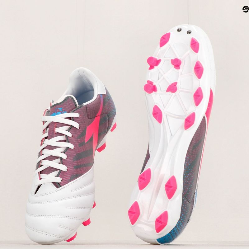 Scarpe da calcio Diadora Brasil Elite Veloce GR LPU uomo bianco/rosa fluo/blu fluo 19