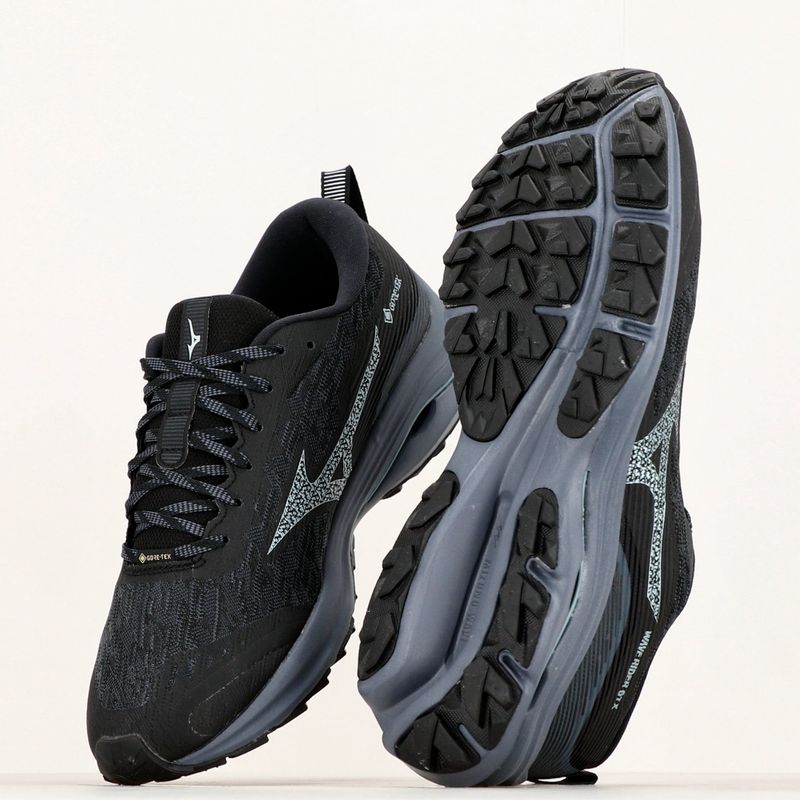 Scarpe da corsa da uomo Mizuno Wave Rider GTX nero/blu scuro/glacial ridge 13