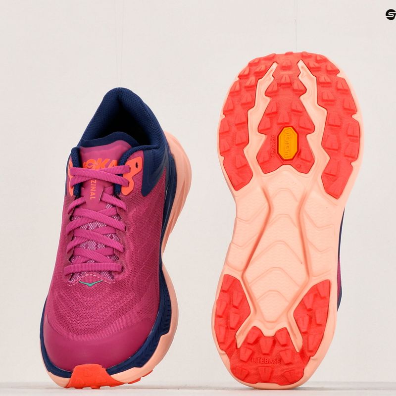 Scarpe da corsa da donna HOKA Zinal festival fucsia/blu scuro 13
