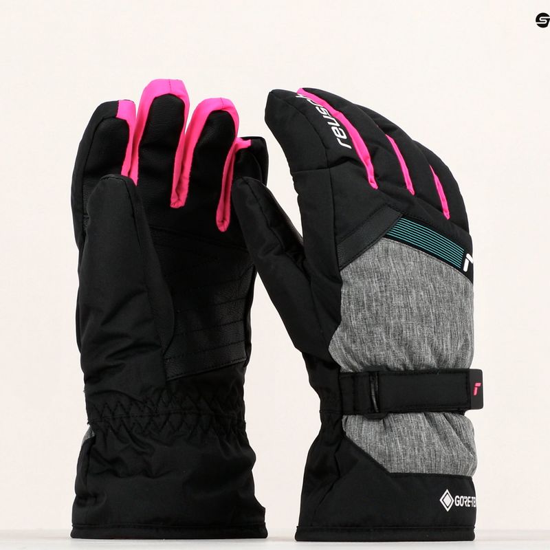 Guanti da sci Reusch Flash Gore-Tex per bambini nero/nero melange/rosa glo 7
