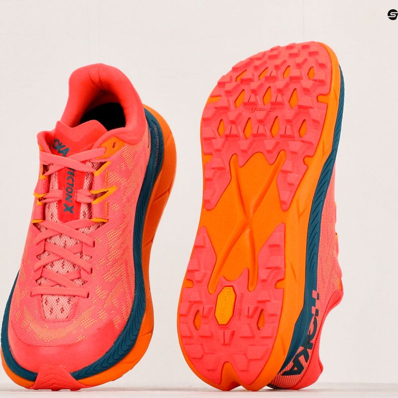 Scarpe da corsa da donna HOKA Tecton X camelia/blu coral 10