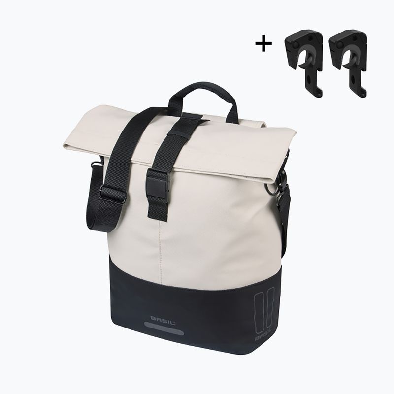 Borsa da bicicletta Basil Cove Shopper MIK Hooks 16 l off white/black 2
