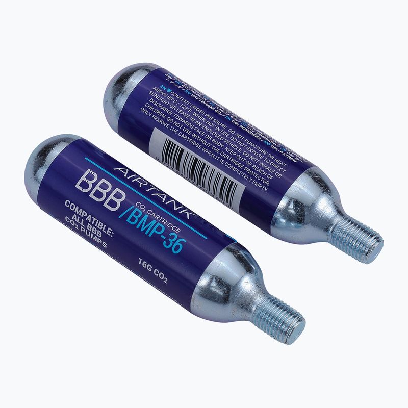 Cartucce di gas per pompa da bicicletta BBB Cycling Co2 AirTank 16g 2 pezzi argento.