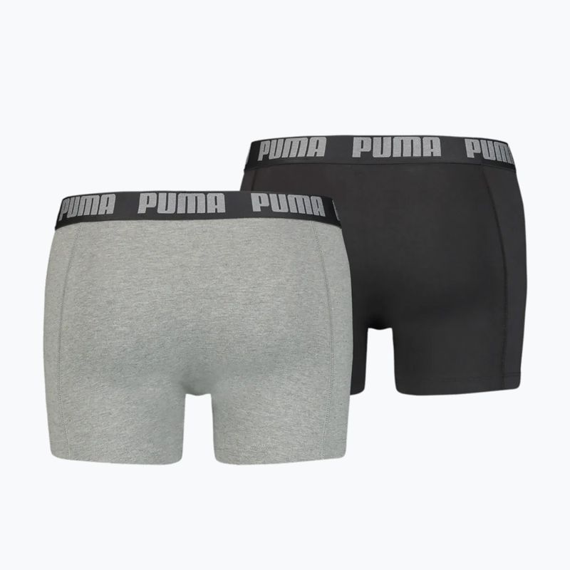 PUMA Basic boxer da uomo 2 paia grigio scuro melange/nero 2