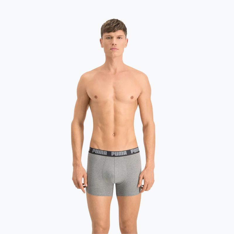 PUMA Basic boxer da uomo 2 paia grigio scuro melange/nero 3