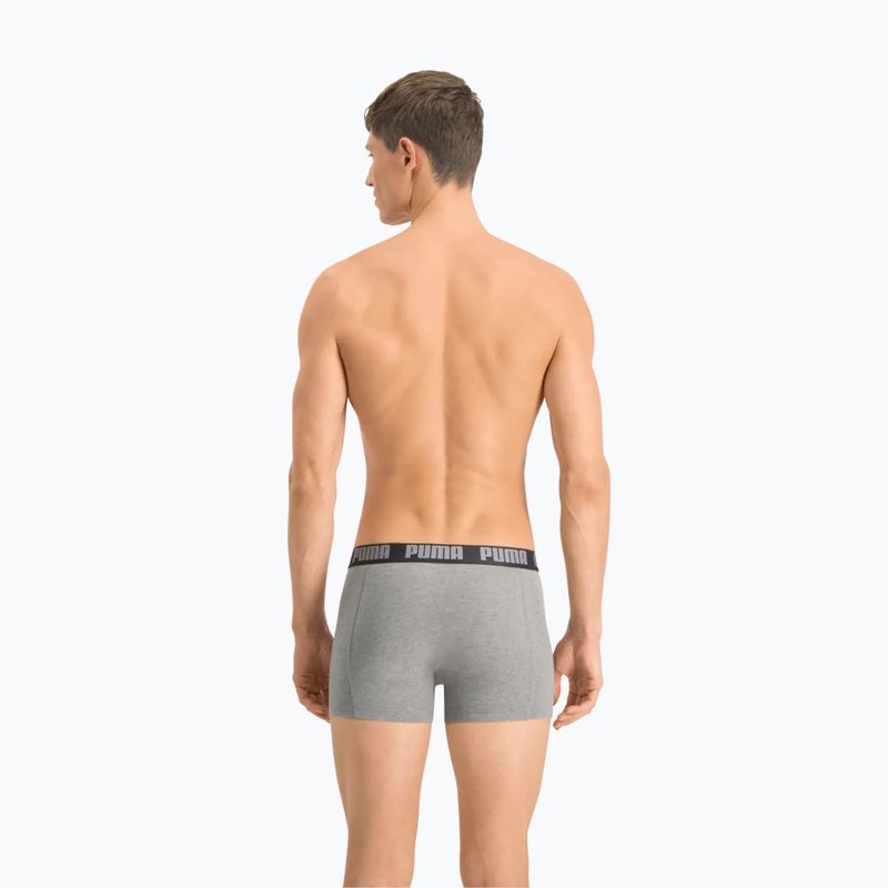 PUMA Basic boxer da uomo 2 paia grigio scuro melange/nero 4