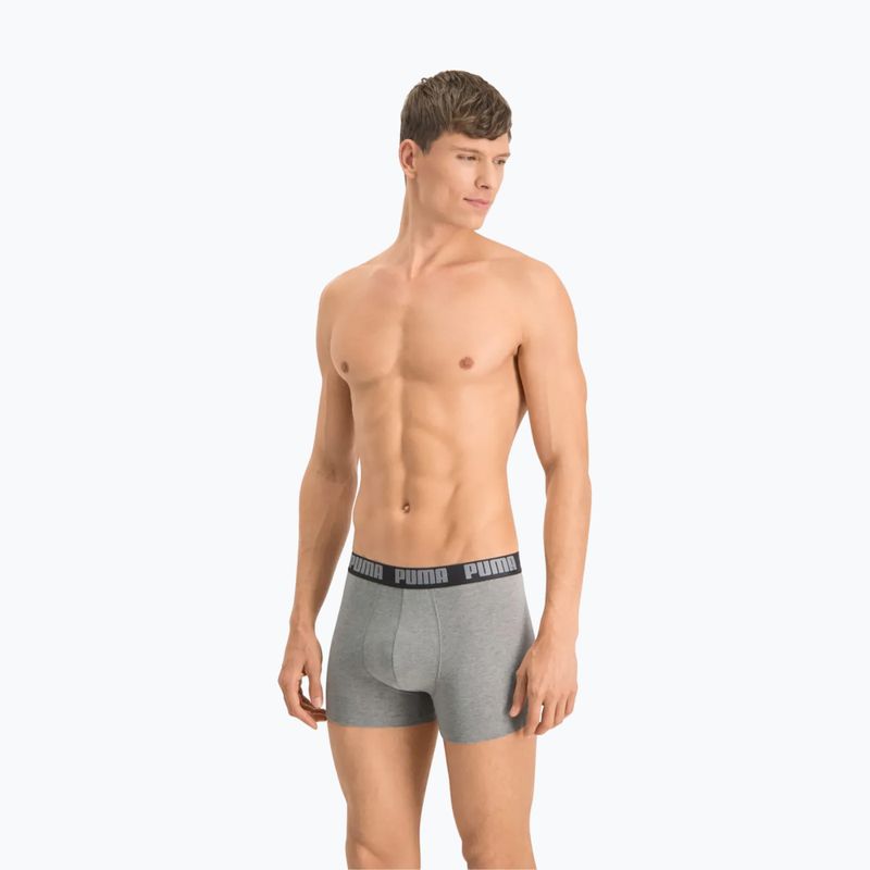 PUMA Basic boxer da uomo 2 paia grigio scuro melange/nero 5
