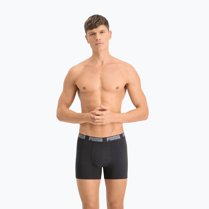 PUMA Basic boxer da uomo 2 paia grigio scuro melange/nero 6