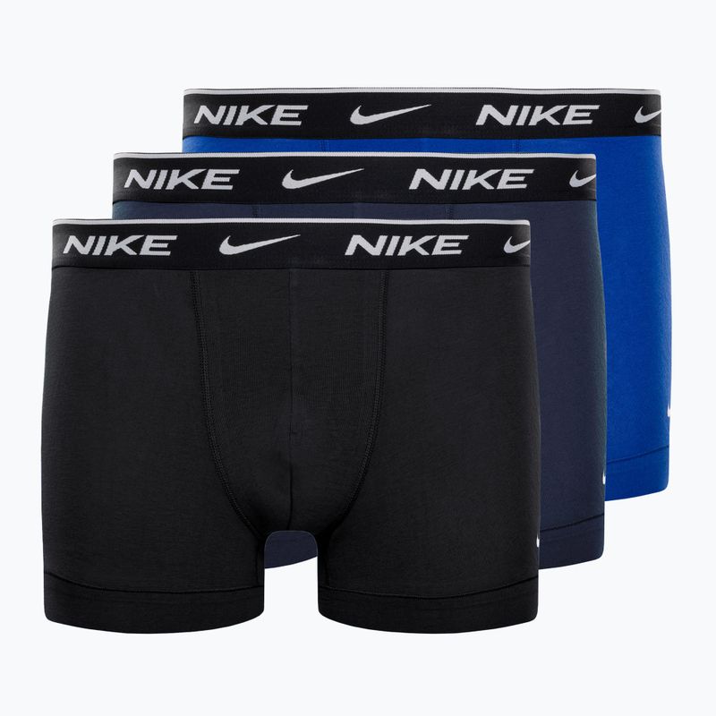 Nike Everyday Cotton Stretch Trunk boxer da uomo 3 paia ossidiana/game royal/nero