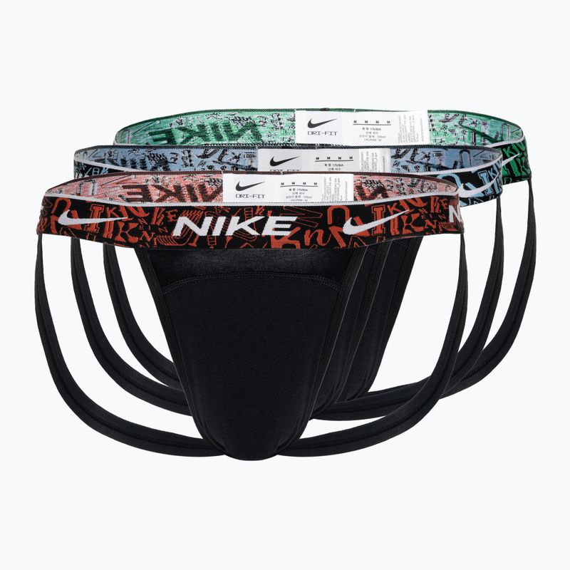 Uomo Nike Dri-FIT Everyday Cotton Stretch Jock Strap slip 3 paia nero/rosso/blu acquario/verde stadio