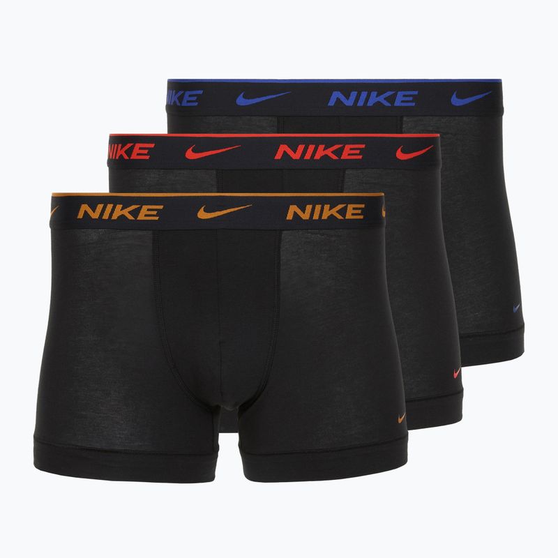 Boxer da uomo Nike Everyday Cotton Stretch Trunk 3 paia nero lig crim/des och/deep night logo in vita