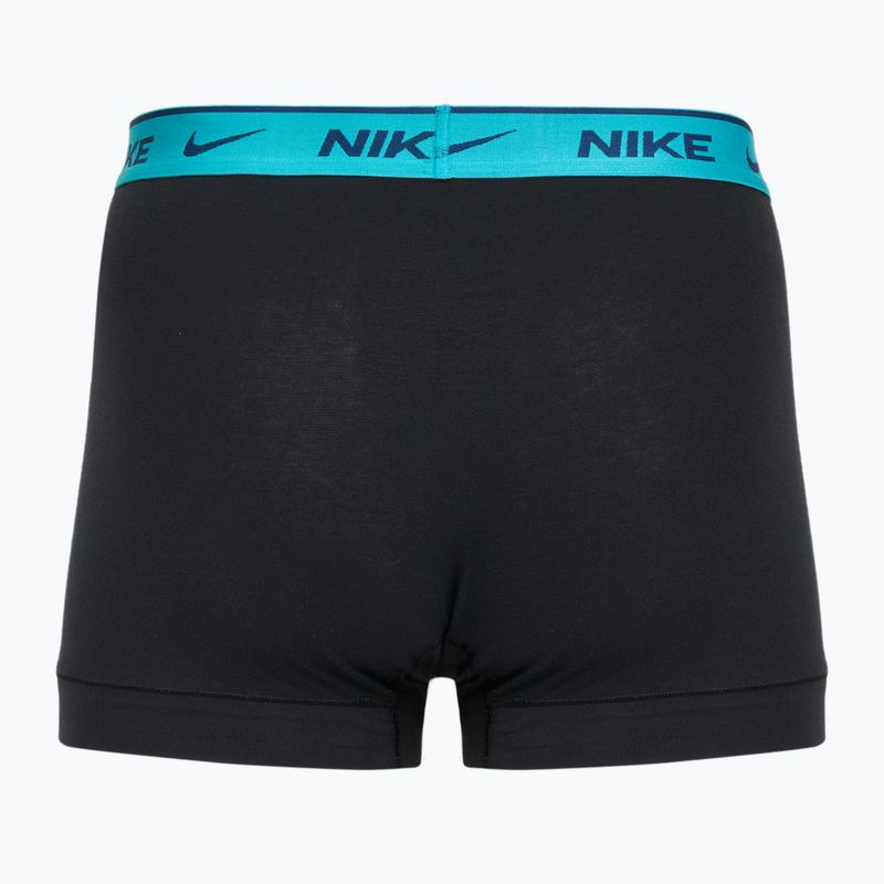Boxer da uomo Nike Everyday Cotton Stretch Trunk 3 paia nero blu chiaro/cactus polveroso/nero in vita 2