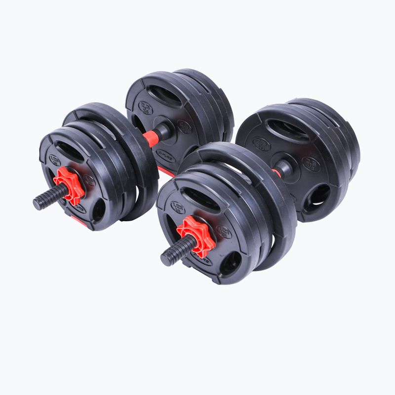 Pure2Improve Hybrid Dumbell/Barbell Manubri da 20 kg con funzione di bilanciere nero e rosso P2I202340 2