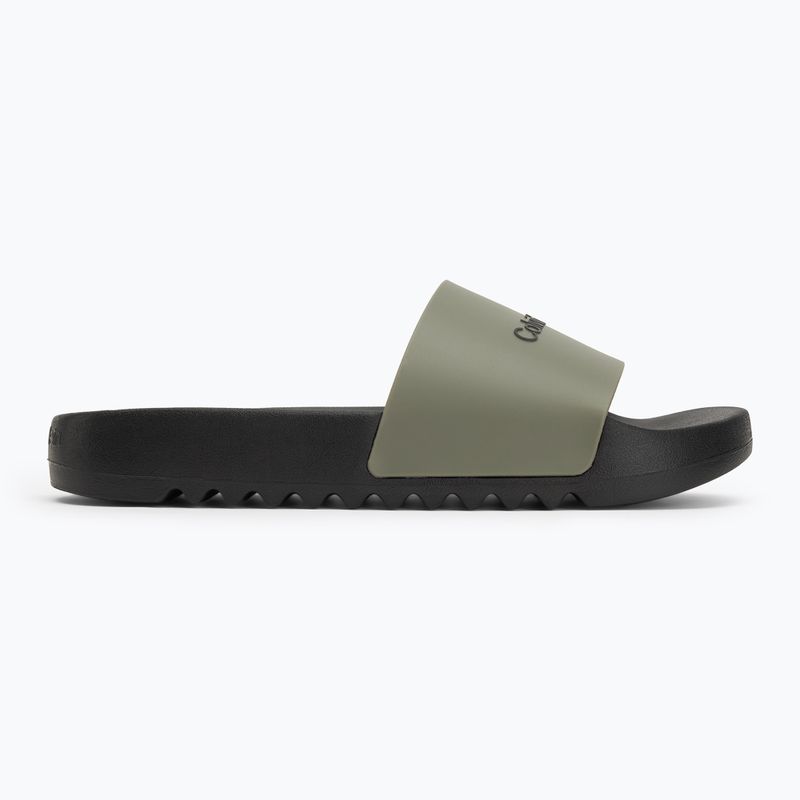 Calvin Klein infradito uomo HM0HM01063 Chuncky Pool Slide Rub Smokey Olive/Nero 2