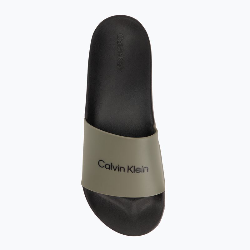 Calvin Klein infradito uomo HM0HM01063 Chuncky Pool Slide Rub Smokey Olive/Nero 5