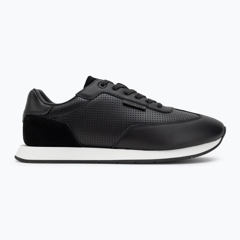 Calvin Klein scarpe da uomo HM0HM01871 Low Prof Runn Laceup Perf Lth Nero/Bianco brillante 2